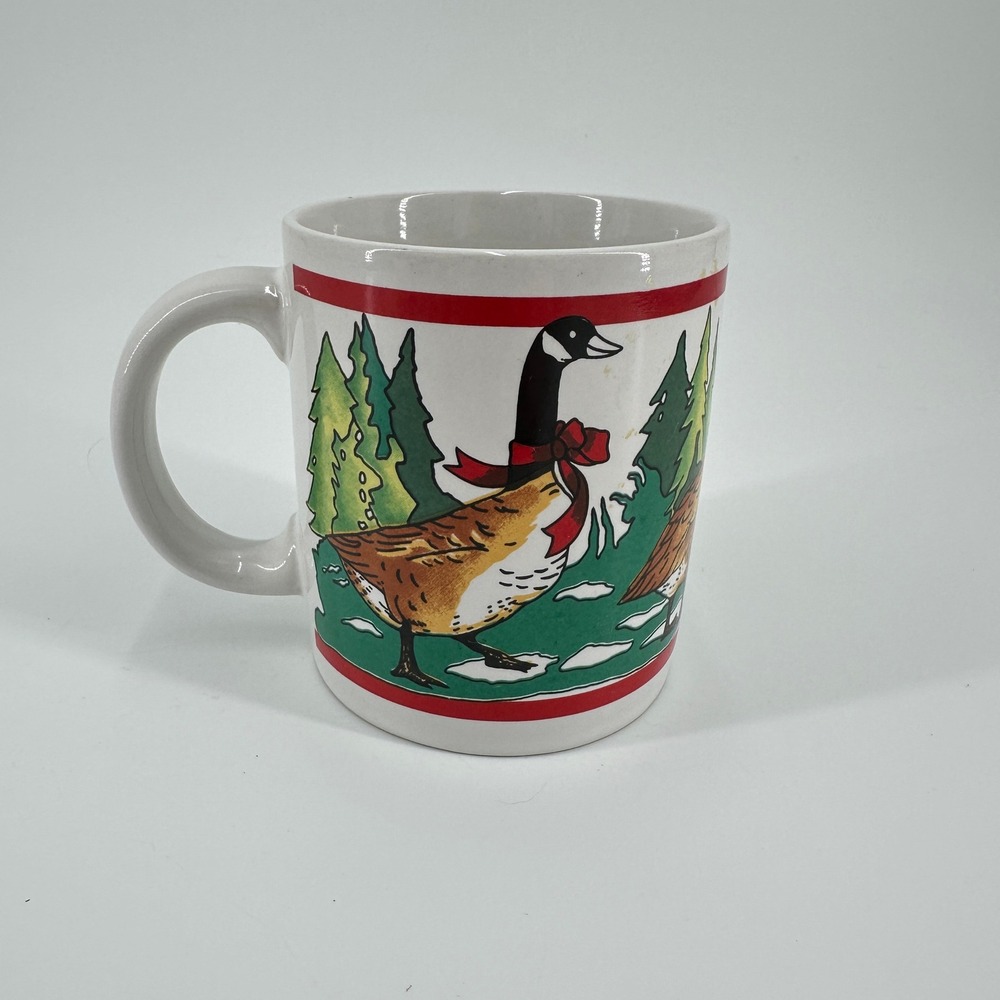 Vintage 1986 Houston Foods Canada Goose Christmas Ceramic Coffee Mug